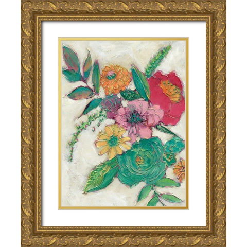 Olives Flowers I Gold Ornate Wood Framed Art Print with Double Matting by Zarris, Chariklia