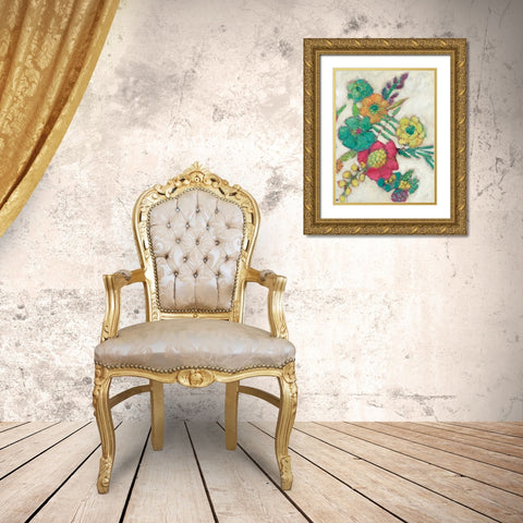 Olives Flowers II Gold Ornate Wood Framed Art Print with Double Matting by Zarris, Chariklia