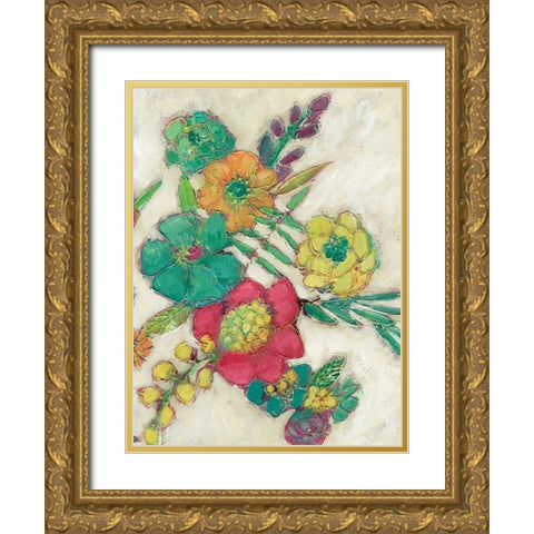 Olives Flowers II Gold Ornate Wood Framed Art Print with Double Matting by Zarris, Chariklia