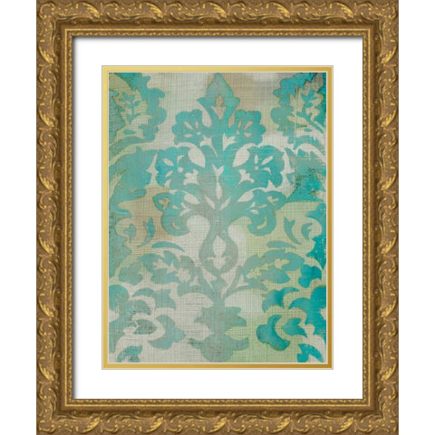 Velvet and Damask II Gold Ornate Wood Framed Art Print with Double Matting by Zarris, Chariklia