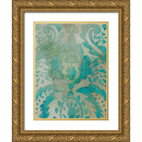 Velvet and Damask III Gold Ornate Wood Framed Art Print with Double Matting by Zarris, Chariklia