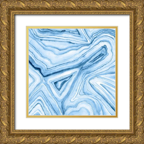 Indigo Agate Abstract  I Gold Ornate Wood Framed Art Print with Double Matting by Meagher, Megan
