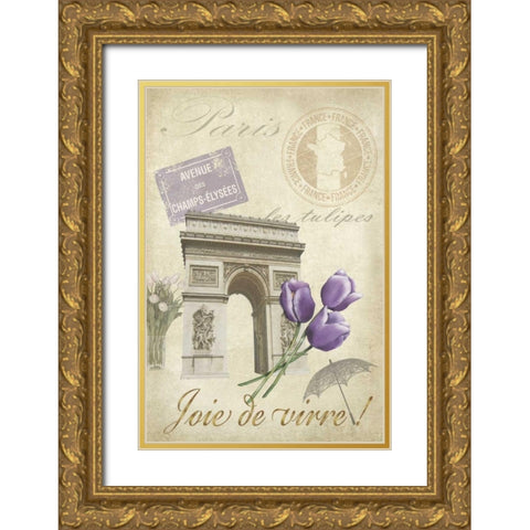 Paris Tour II Gold Ornate Wood Framed Art Print with Double Matting by Reynolds, Jade