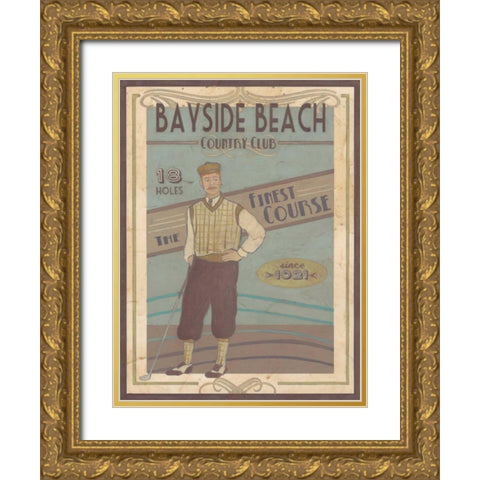 Retro Golf II Gold Ornate Wood Framed Art Print with Double Matting by Vess, June Erica