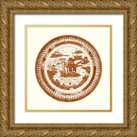 Pagoda Earthenware III Gold Ornate Wood Framed Art Print with Double Matting by Vision Studio