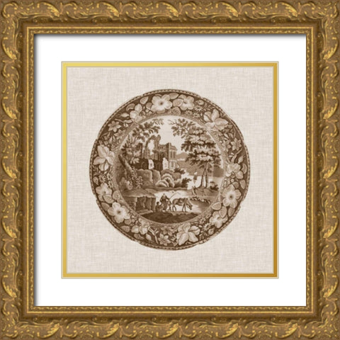 Sepia Transferware I Gold Ornate Wood Framed Art Print with Double Matting by Vision Studio