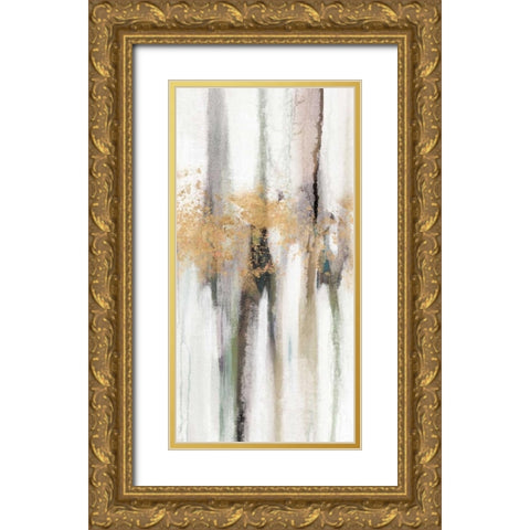 Falling Gold Leaf II Gold Ornate Wood Framed Art Print with Double Matting by Studio W
