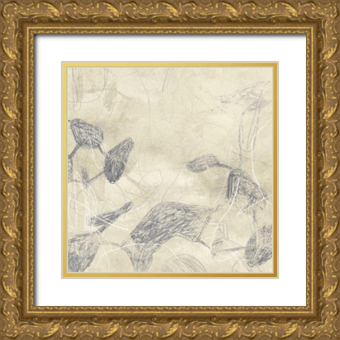 Graphite Inversion II Gold Ornate Wood Framed Art Print with Double Matting by Vess, June Erica