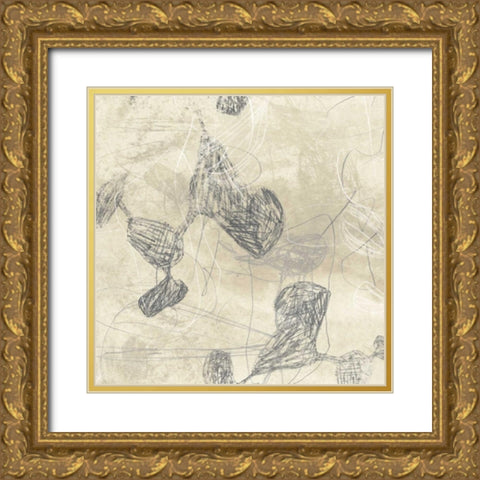 Graphite Inversion IV Gold Ornate Wood Framed Art Print with Double Matting by Vess, June Erica