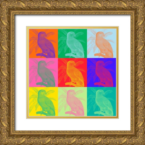 Parrot Party I Gold Ornate Wood Framed Art Print with Double Matting by Fagalde, Jarman