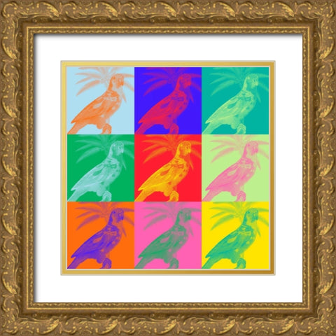 Parrot Party II Gold Ornate Wood Framed Art Print with Double Matting by Fagalde, Jarman