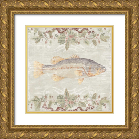 Cabin Christmas I Gold Ornate Wood Framed Art Print with Double Matting by Vess, June Erica