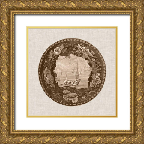 Sepia Transferware III Gold Ornate Wood Framed Art Print with Double Matting by Vision Studio