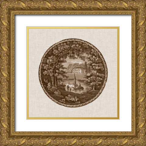 Sepia Transferware IV Gold Ornate Wood Framed Art Print with Double Matting by Vision Studio