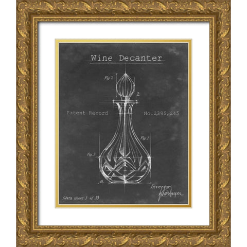 Barware Blueprint VIII Gold Ornate Wood Framed Art Print with Double Matting by Harper, Ethan