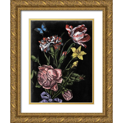 Dark Floral IV Gold Ornate Wood Framed Art Print with Double Matting by McCavitt, Naomi