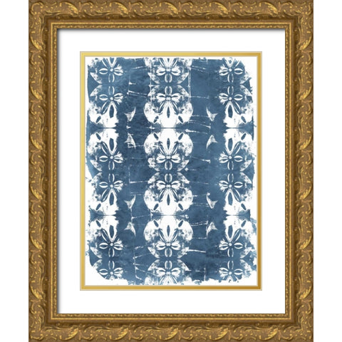 Batik Shell Patterns I Gold Ornate Wood Framed Art Print with Double Matting by Vess, June Erica