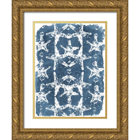 Batik Shell Patterns II Gold Ornate Wood Framed Art Print with Double Matting by Vess, June Erica