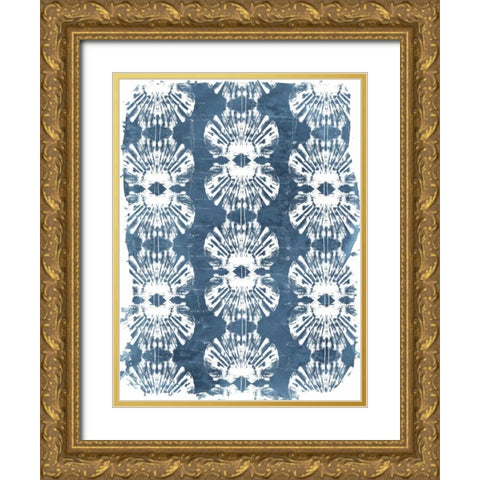Batik Shell Patterns III Gold Ornate Wood Framed Art Print with Double Matting by Vess, June Erica