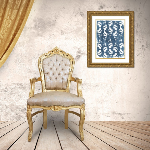 Batik Shell Patterns IV Gold Ornate Wood Framed Art Print with Double Matting by Vess, June Erica