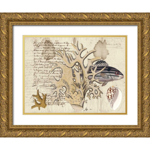 Sealife Journal IV Gold Ornate Wood Framed Art Print with Double Matting by Vision Studio