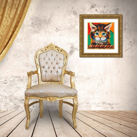 Kitten in Basket I Gold Ornate Wood Framed Art Print with Double Matting by Vitaletti, Carolee