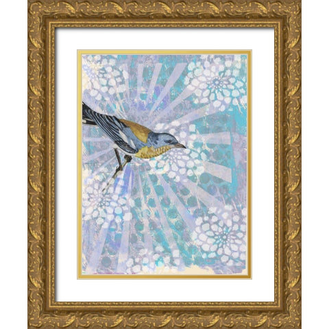 Songbird Batik I Gold Ornate Wood Framed Art Print with Double Matting by McCavitt, Naomi