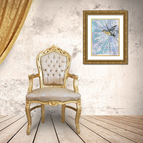Songbird Batik II Gold Ornate Wood Framed Art Print with Double Matting by McCavitt, Naomi