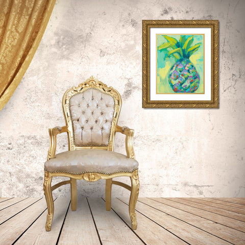 Vibrant Pineapple I Gold Ornate Wood Framed Art Print with Double Matting by Goldberger, Jennifer