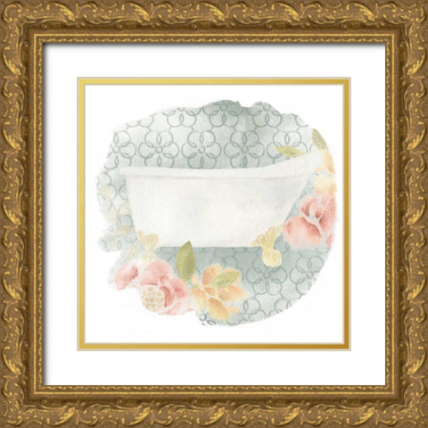 Garden Romance Bath II Gold Ornate Wood Framed Art Print with Double Matting by Vess, June Erica