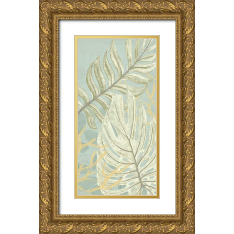 Palm and Coral Panel II Gold Ornate Wood Framed Art Print with Double Matting by Vess, June Erica