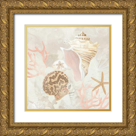 Shell Collector Fresco I Gold Ornate Wood Framed Art Print with Double Matting by Vess, June Erica