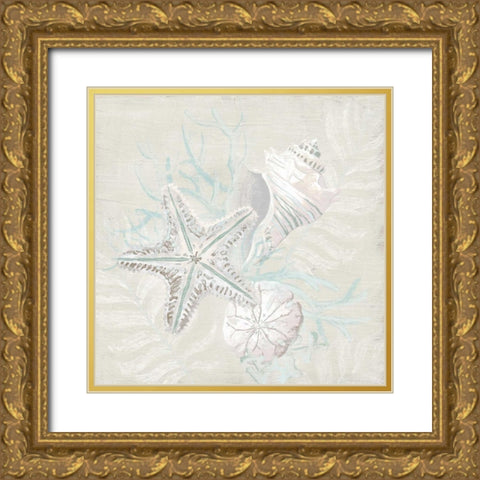 Weathered Shell Sketch I Gold Ornate Wood Framed Art Print with Double Matting by Vess, June Erica