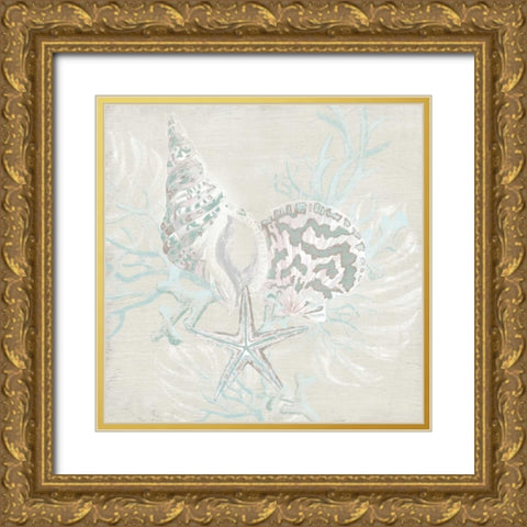 Weathered Shell Sketch II Gold Ornate Wood Framed Art Print with Double Matting by Vess, June Erica