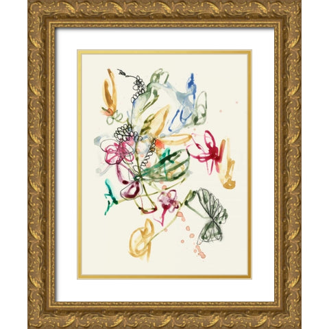 Scribble Arrangement I Gold Ornate Wood Framed Art Print with Double Matting by Goldberger, Jennifer