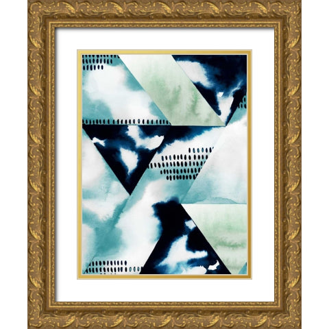 Blue Billow II Gold Ornate Wood Framed Art Print with Double Matting by Popp, Grace