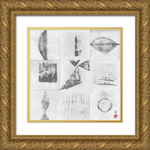 Minimalism 9-Patch Gold Ornate Wood Framed Art Print with Double Matting by Ray, Elena