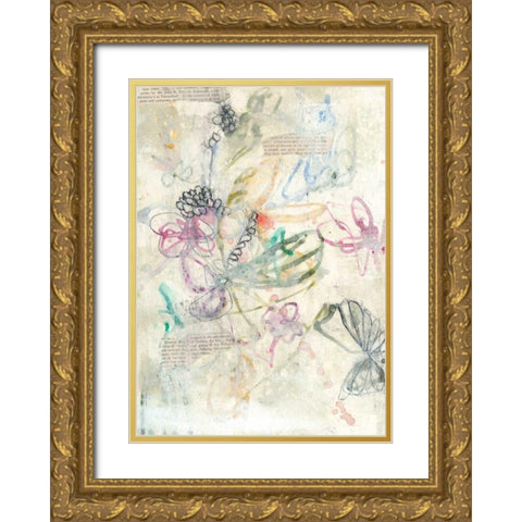 Whimsy Bouquet I Gold Ornate Wood Framed Art Print with Double Matting by Goldberger, Jennifer