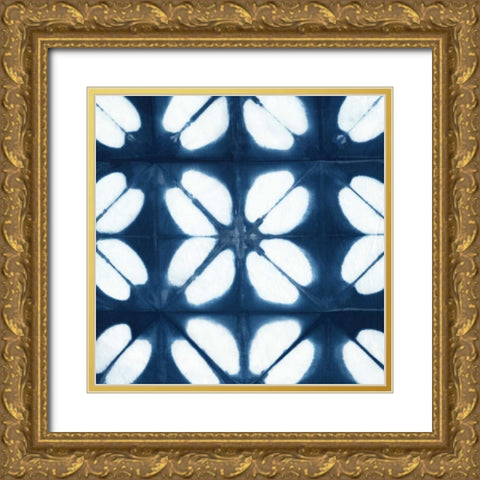 Indigo Tiles I Gold Ornate Wood Framed Art Print with Double Matting by Zarris, Chariklia