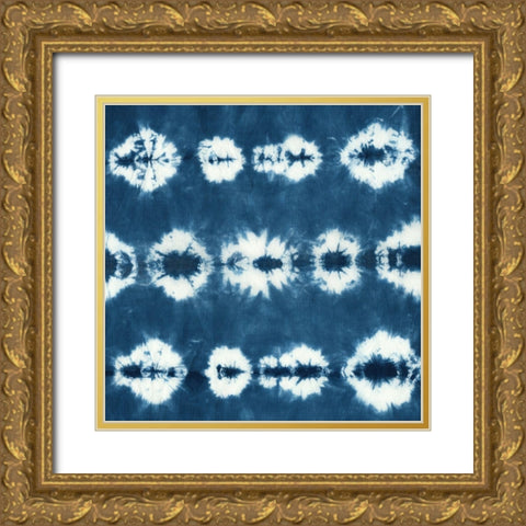 Indigo Tiles III Gold Ornate Wood Framed Art Print with Double Matting by Zarris, Chariklia