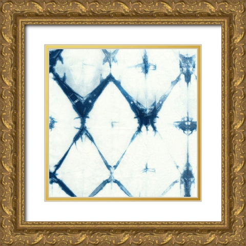 Indigo Tiles IV Gold Ornate Wood Framed Art Print with Double Matting by Zarris, Chariklia