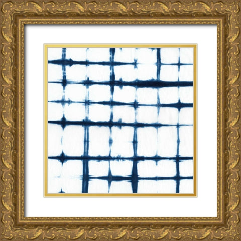 Indigo Tiles VII Gold Ornate Wood Framed Art Print with Double Matting by Zarris, Chariklia