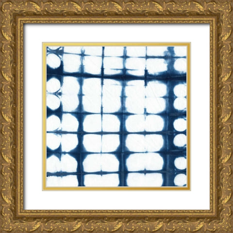 Indigo Tiles IX Gold Ornate Wood Framed Art Print with Double Matting by Zarris, Chariklia