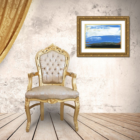 Deconstructed View in Blue I Gold Ornate Wood Framed Art Print with Double Matting by Gordon, Sharon