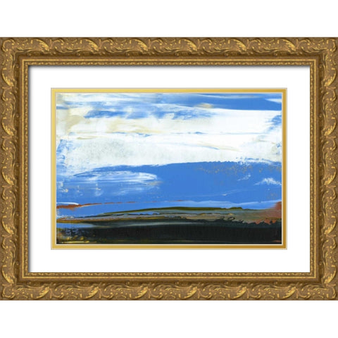 Deconstructed View in Blue I Gold Ornate Wood Framed Art Print with Double Matting by Gordon, Sharon