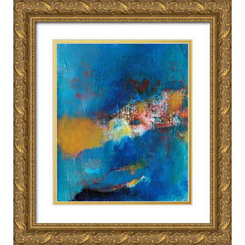 Rhapsody in Blue I Gold Ornate Wood Framed Art Print with Double Matting by Fuchs, Jodi