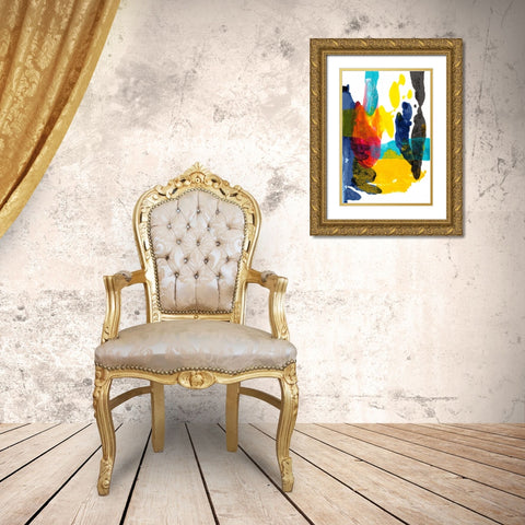 Paint Bloom III Gold Ornate Wood Framed Art Print with Double Matting by Fuchs, Jodi