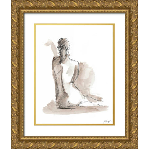 Gestural Figure Study V Gold Ornate Wood Framed Art Print with Double Matting by Harper, Ethan