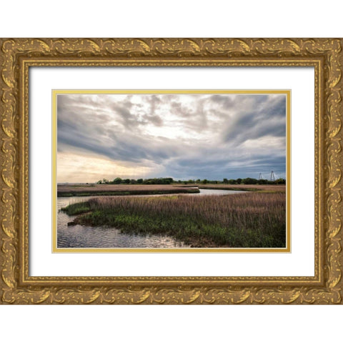 Low Country Sunset II Gold Ornate Wood Framed Art Print with Double Matting by Head, Danny