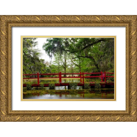 The Red Bridge Gold Ornate Wood Framed Art Print with Double Matting by Head, Danny